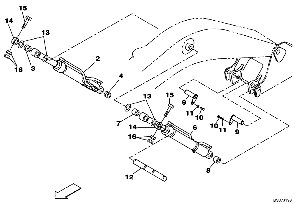 Схема запчастей Case CX130B - (09-37) - BOOM CYLINDER - MOUNTING (09) - CHASSIS/ATTACHMENTS