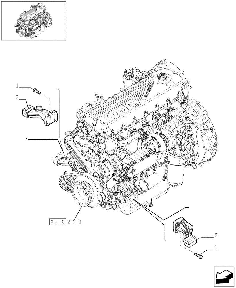 Схема запчастей Case F2CE9684D E001 - (0.04.4[01]) - ENGINE SUSPENSION (504129590) 