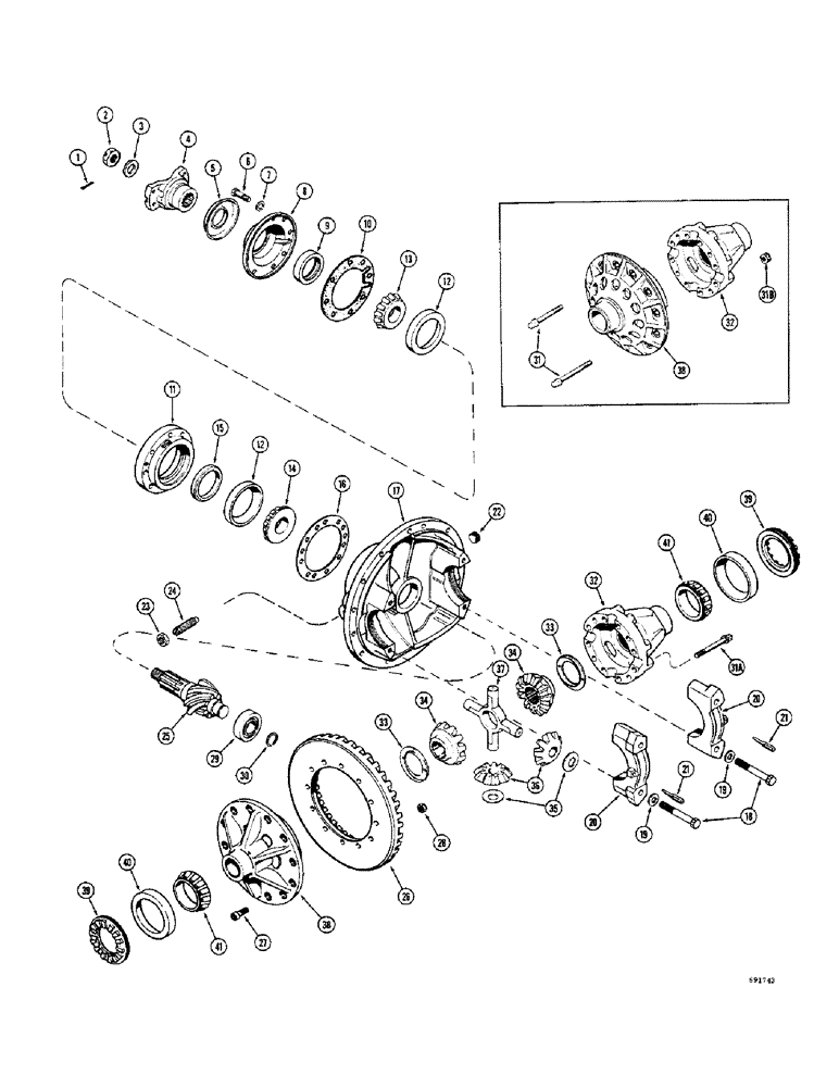 Схема запчастей Case W9B - (190) - L11612 AND L15394 REAR STEERING AXLES, DIFFERENTIAL (06) - POWER TRAIN