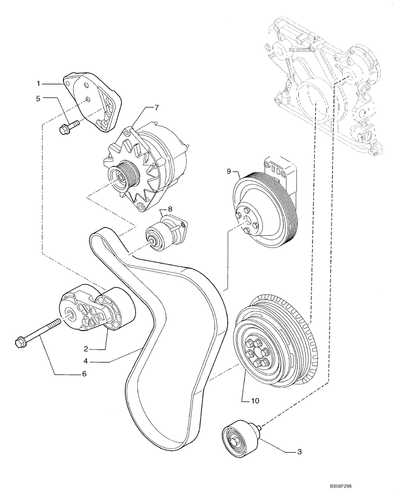 Схема запчастей Case 850L - (02-38) - WATER PUMP - CONTROL (02) - ENGINE