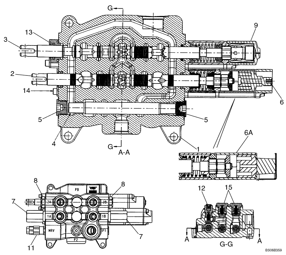 Схема запчастей Case 570MXT - (08-21A) - VALVE ASSY - LOADER CONTROL, TWO SPOOL (HUSCO - USED WITH SEPARATE PRIORITY VALVE) (08) - HYDRAULICS