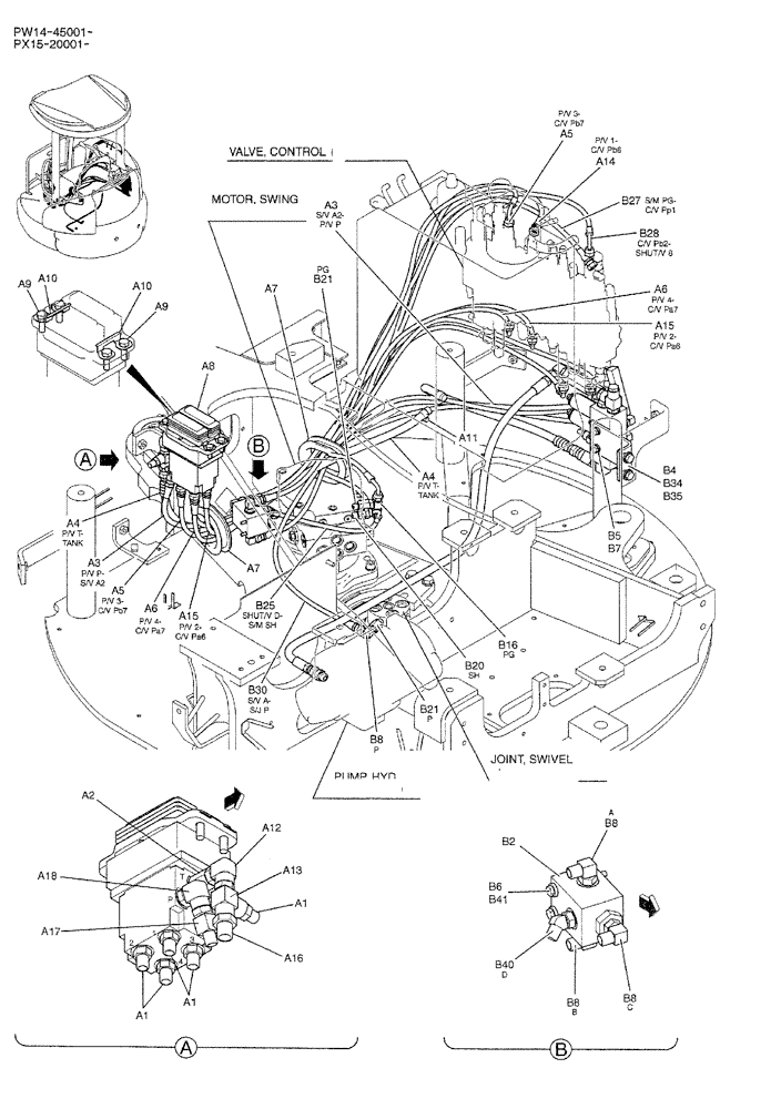 Схема запчастей Case CX36B - (01-037) - CONTROL LINES, REMOTE (05) - SUPERSTRUCTURE