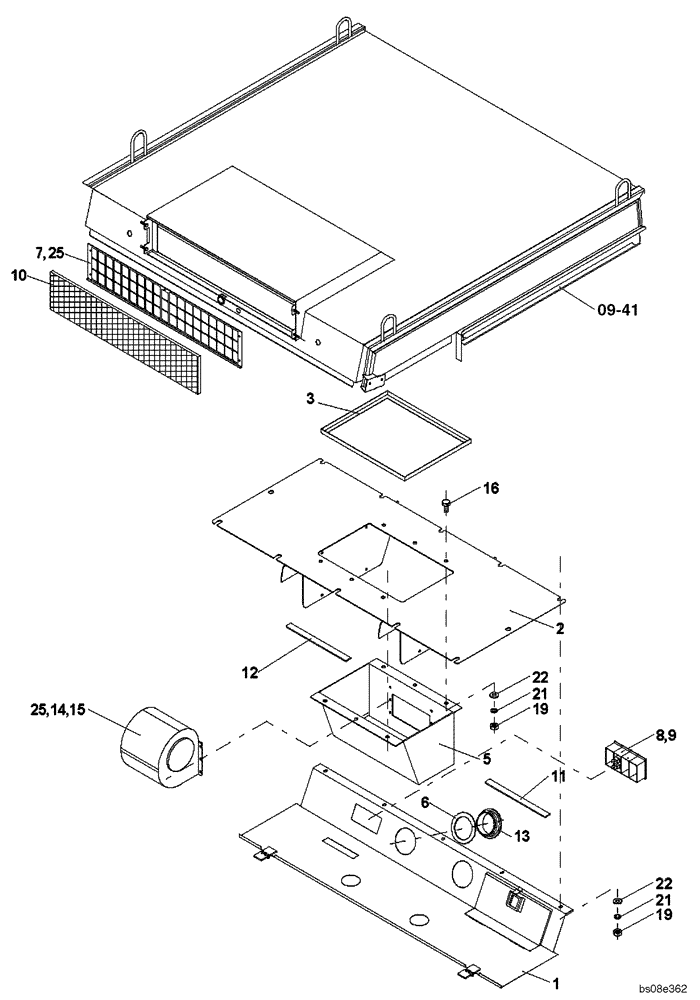 Схема запчастей Case SV210 - (09-60[01]) - VENTILATION, CAB (GROUP 169) (ND137760) (09) - CHASSIS/ATTACHMENTS