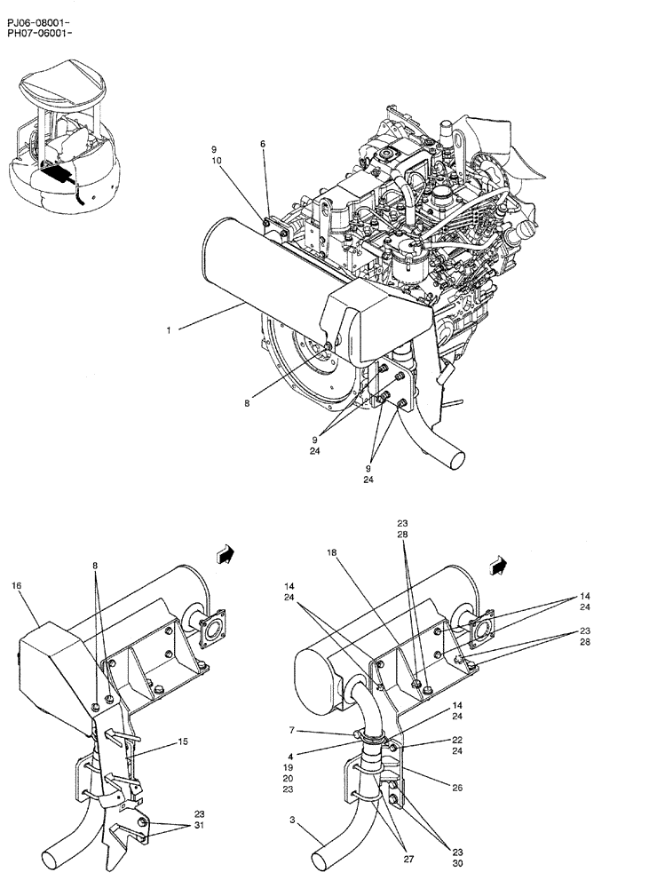 Схема запчастей Case CX50B - (01-012) - MUFFLER ASSY (PH12P00013F1) (05) - SUPERSTRUCTURE