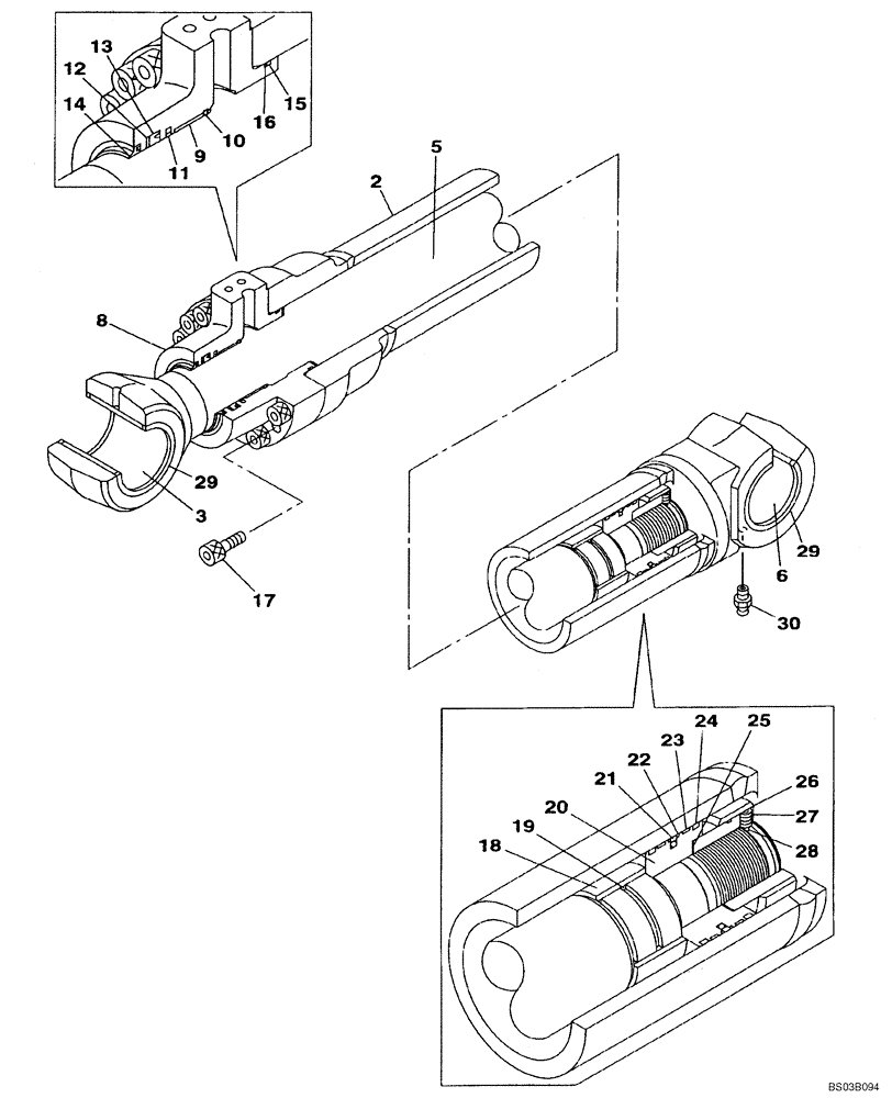 Схема запчастей Case CX240 - (08-47A) - CYLINDER ASSY, BOOM - MODELS WITH LOAD HOLD (08) - HYDRAULICS