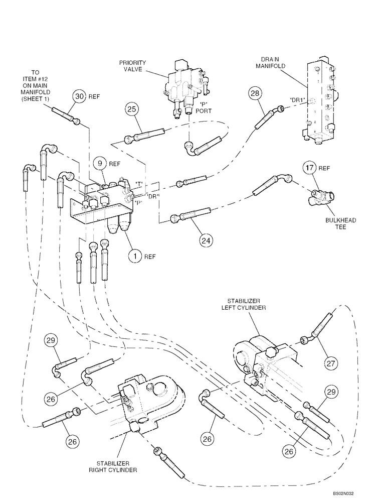 Схема запчастей Case 688G - (8-53) - STABLIZER HYDRAULICS (SERIES 2 ASN 686G JFE0000705; 686GXR JFE0001847; 688G JFE0003612) (08) - HYDRAULICS