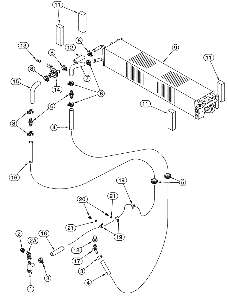 Схема запчастей Case 621C - (09-054) - HEATING SYSTEM (09) - CHASSIS