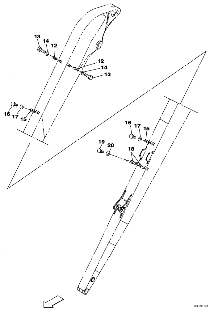 Схема запчастей Case CX210BLR - (09-39[00]) - CLAMPS - ARM (09) - CHASSIS/ATTACHMENTS