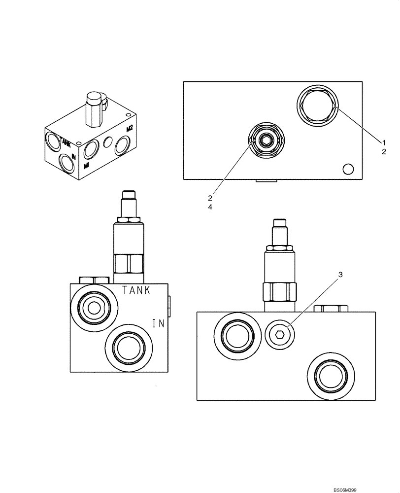 Схема запчастей Case 621E - (08-23A) - VALVE ASSY - FAN RELIEF (08) - HYDRAULICS