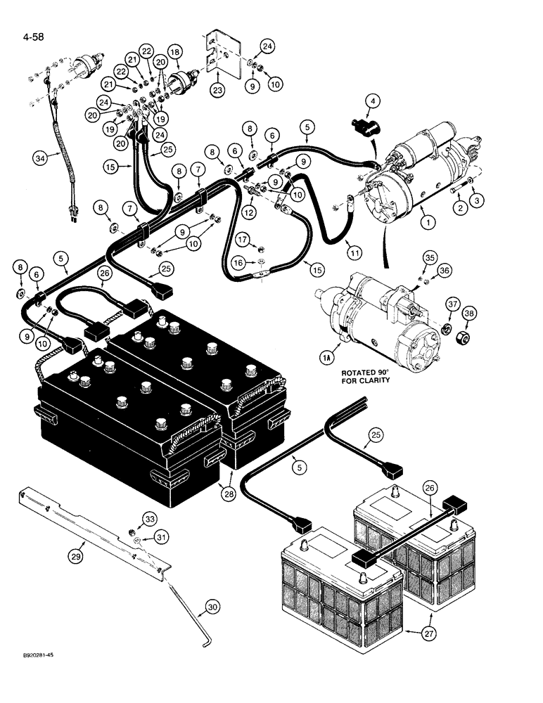 Схема запчастей Case 721 - (4-58) - STARTER, BATTERY, AND BATTERY CABLES (04) - ELECTRICAL SYSTEMS