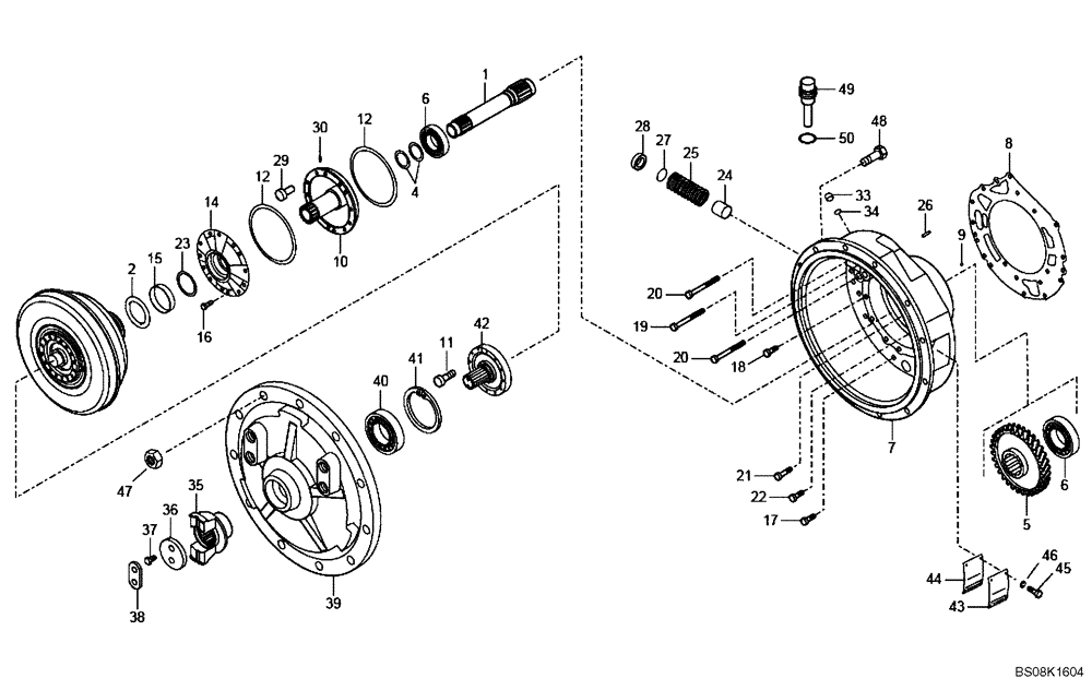 Схема запчастей Case 330B - (18A00001009[001]) - ENGINE CONNECTION (P.I.N. HHD0330BN7PG57000 AND AFTER) (84170077) (03) - Converter / Transmission