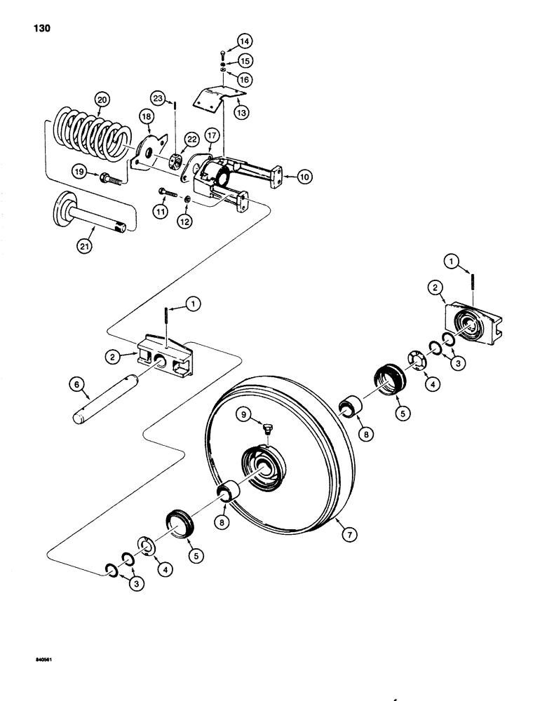 Схема запчастей Case 1080 - (130) - TRACK ADJUSTER AND IDLER (48) - TRACKS & TRACK SUSPENSION