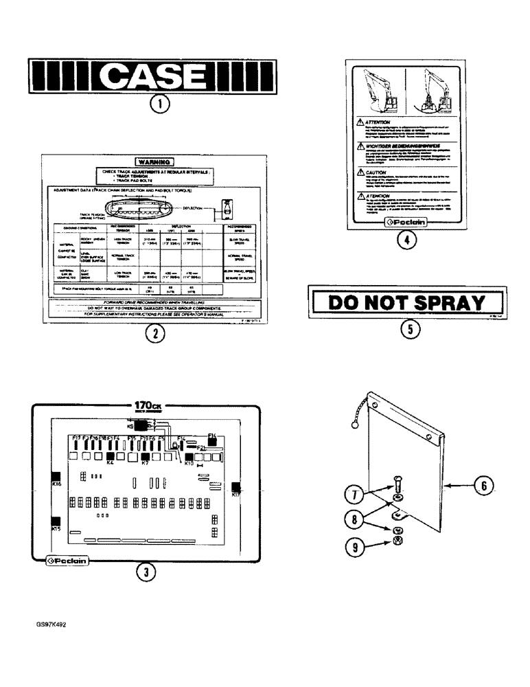 Схема запчастей Case 170C - (9-114) - DECALS AND MANUAL BOX, P.I.N. 74501 THROUGH 74662, P.I.N. 02301 THROUGH 02304 (09) - CHASSIS