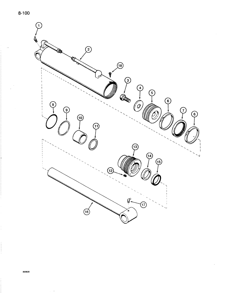 Схема запчастей Case 1086B - (8-100) - OUTRIGGER CYLINDER (08) - HYDRAULICS