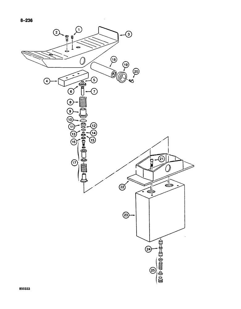 Схема запчастей Case 125B - (8-236) - FOOT CONTROL VALVE - P2643318, IF USED, P.I.N. 74251 THROUGH 74630 (08) - HYDRAULICS