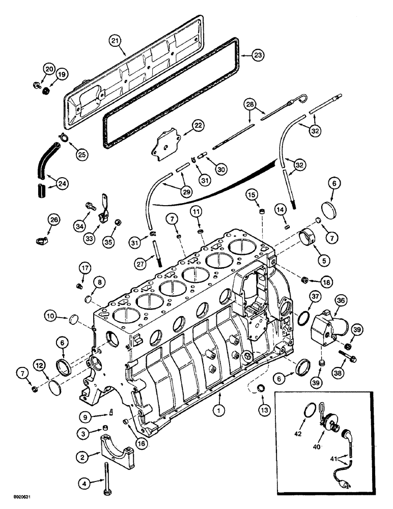 Схема запчастей Case 1088 - (2-53A) - CYLINDER BLOCK, 6T-590 ENGINE (02) - ENGINE