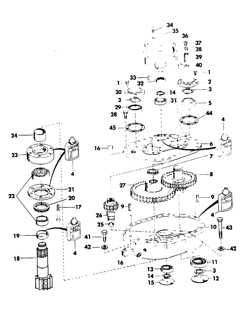 Схема запчастей Case 40BLC - (108) - SWING REDUCER, (USED ON UNITS WITH SERIAL NUMBER 804 THRU 6275248) (04) - UNDERCARRIAGE