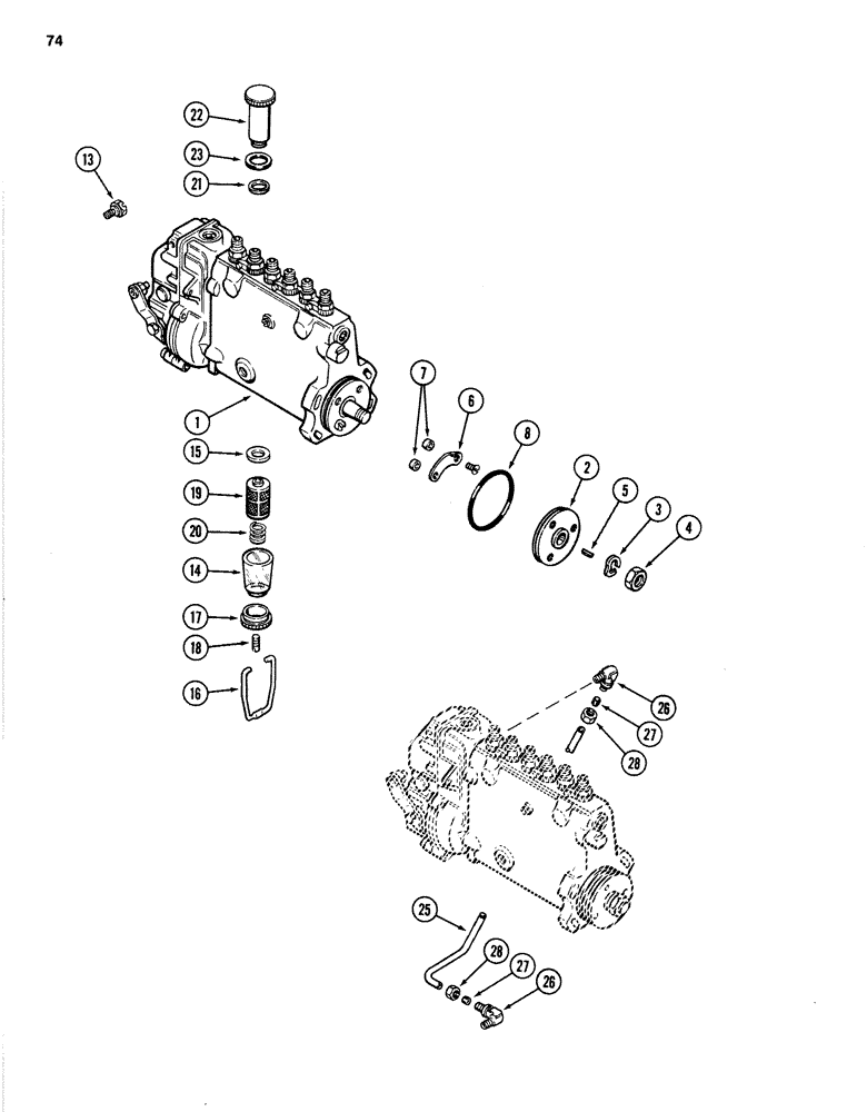 Схема запчастей Case 1280B - (074) - FUEL INJECTION PUMP, 504BDT DIESEL ENGINE (03) - FUEL SYSTEM