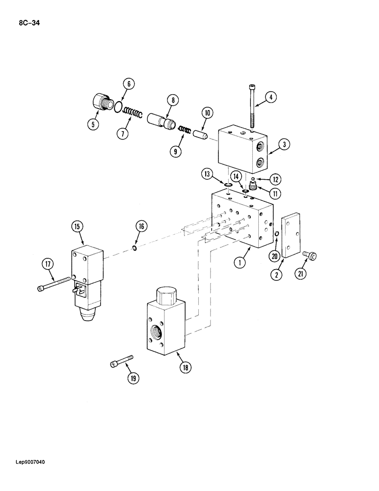 Схема запчастей Case 688 - (8C-34) - SOLENOID VALVE AND SWING BRAKE RELEASE, P.I.N. FROM 11695 (08) - HYDRAULICS