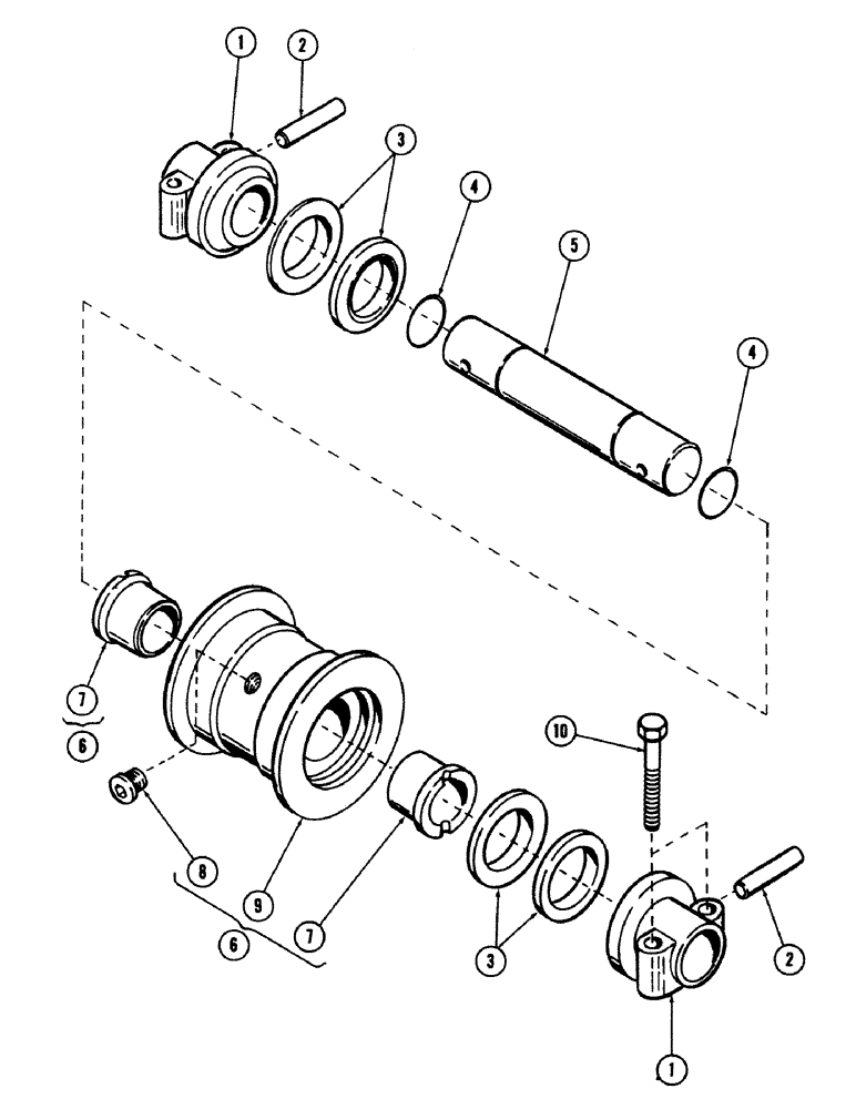 Схема запчастей Case 40 - (054) - SINGLE FLANGE TRACK ROLLER (48) - TRACKS & TRACK SUSPENSION