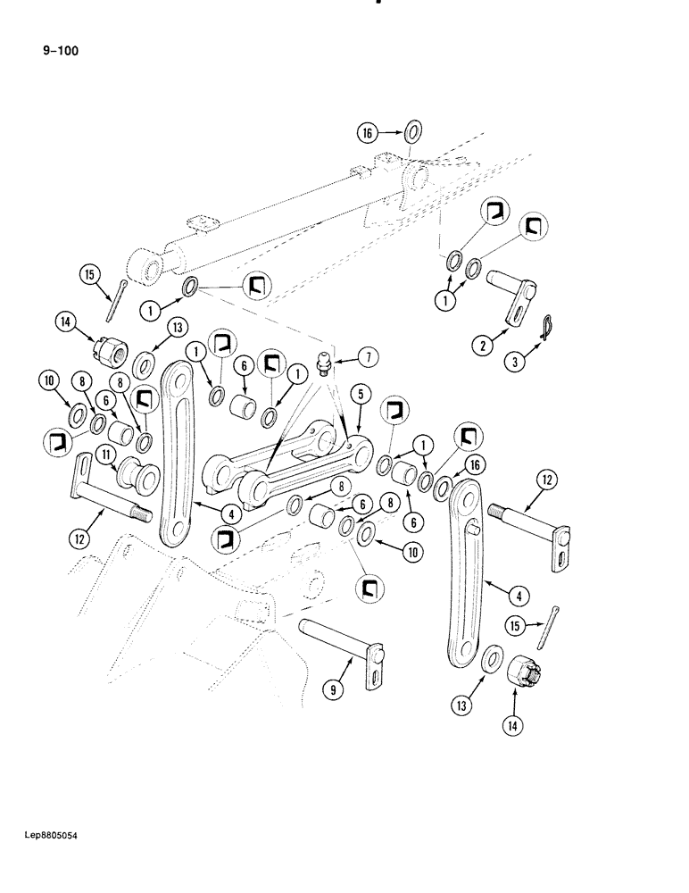 Схема запчастей Case 888 - (9-100) - TOOL CYLINDER LINKS (09) - CHASSIS