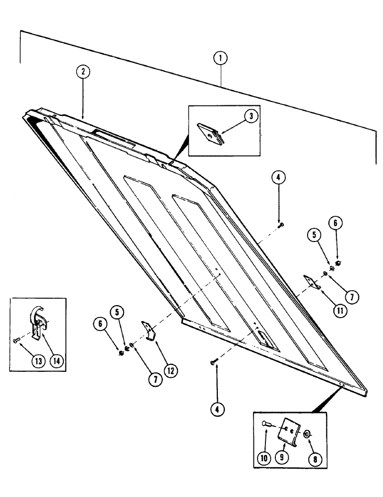 Схема запчастей Case 880B - (098) - CAB AND ATTACHING PARTS, (VANDAL GUARD), (USED ON UNITS W/S.N. 6201877 AND AFTER) (05) - UPPERSTRUCTURE CHASSIS