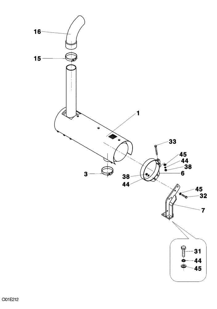 Схема запчастей Case SV210 - (02-005-00[01]) - EXHAUST - ENGINE (02) - ENGINE