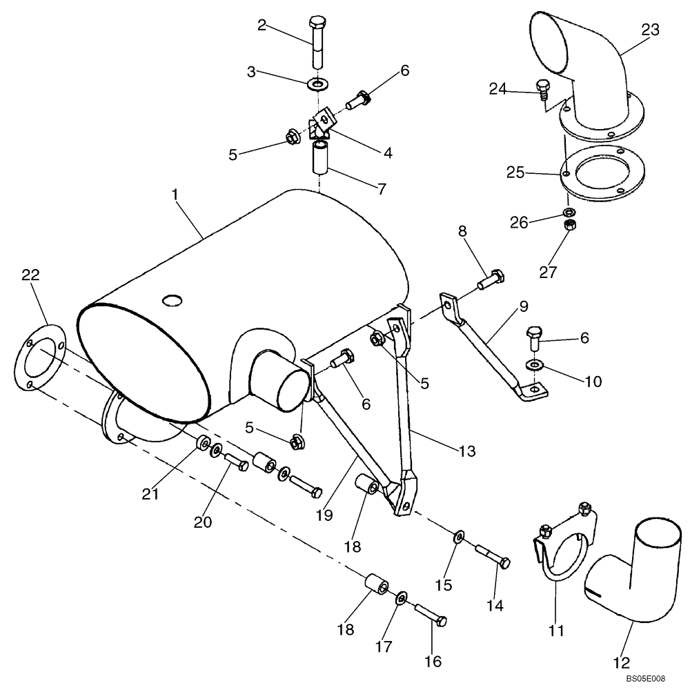 Схема запчастей Case 465 - (02-03) - EXHAUST SYSTEM (02) - ENGINE