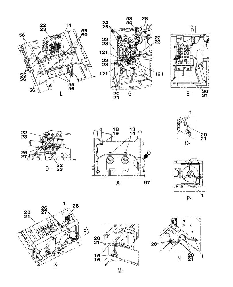 Схема запчастей Case CX350C - (04-001[02]) - CHASSIS ELECTRICAL CIRCUIT (04) - ELECTRICAL SYSTEMS