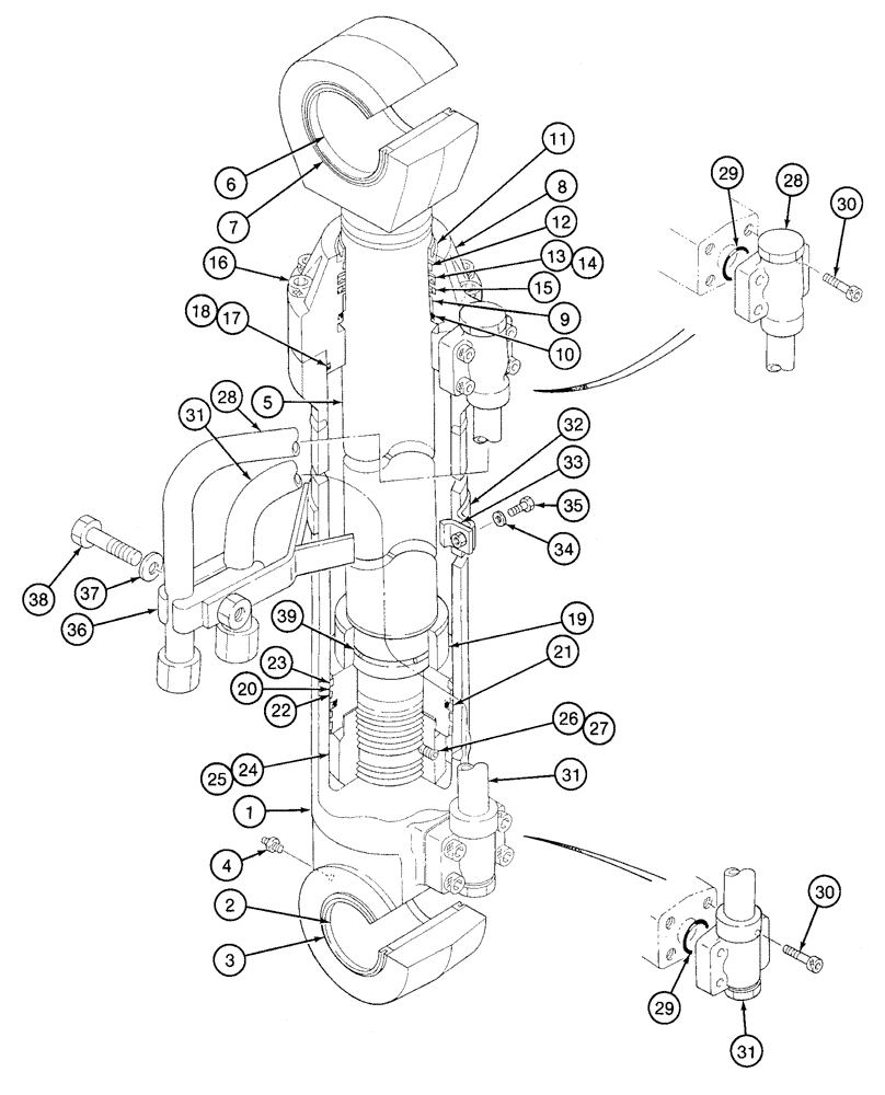 Схема запчастей Case 9050 - (8-82) - BOOM CYLINDERS (08) - HYDRAULICS