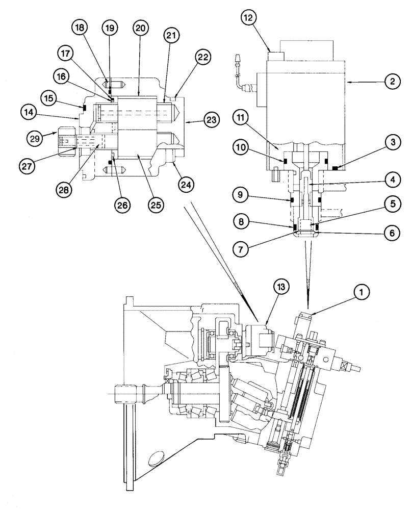 Схема запчастей Case 9060 - (8-018) - 152813A1 & 160661A1 EQUIPMENT PUMP, PRESSURE REDUCING VALVE & PILOT GEAR PUMP (08) - HYDRAULICS