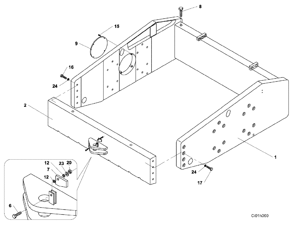 Схема запчастей Case SV223 - (12-005-00[01]) - CHASSIS - DRUM (12) - Chassis/Attachments