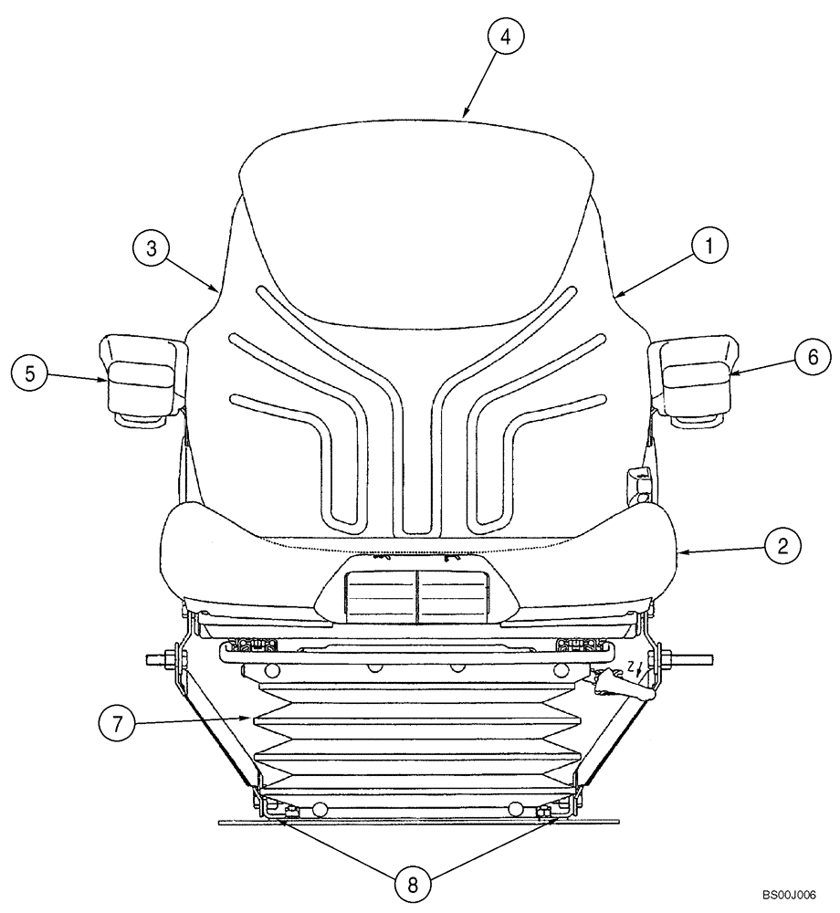 Схема запчастей Case 821C - (09-28) - SEAT ASSY, AIR SUSPENSION (09) - CHASSIS