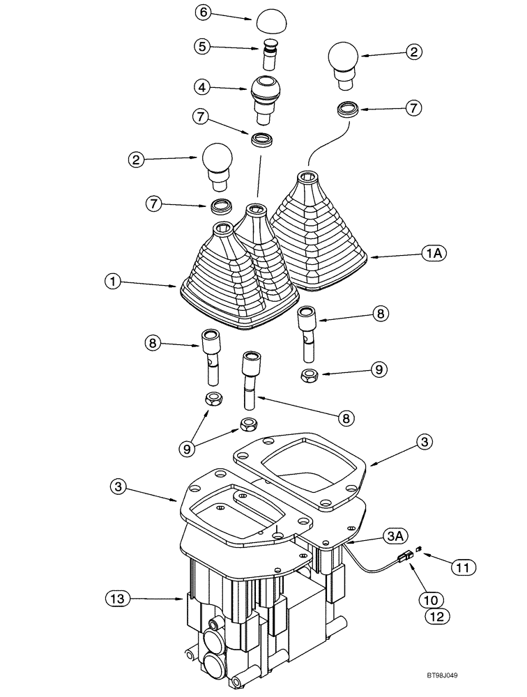 Схема запчастей Case 921C - (08-43) - VALVE ASSY - REMOTE CONTROL, THREE LEVER (08) - HYDRAULICS