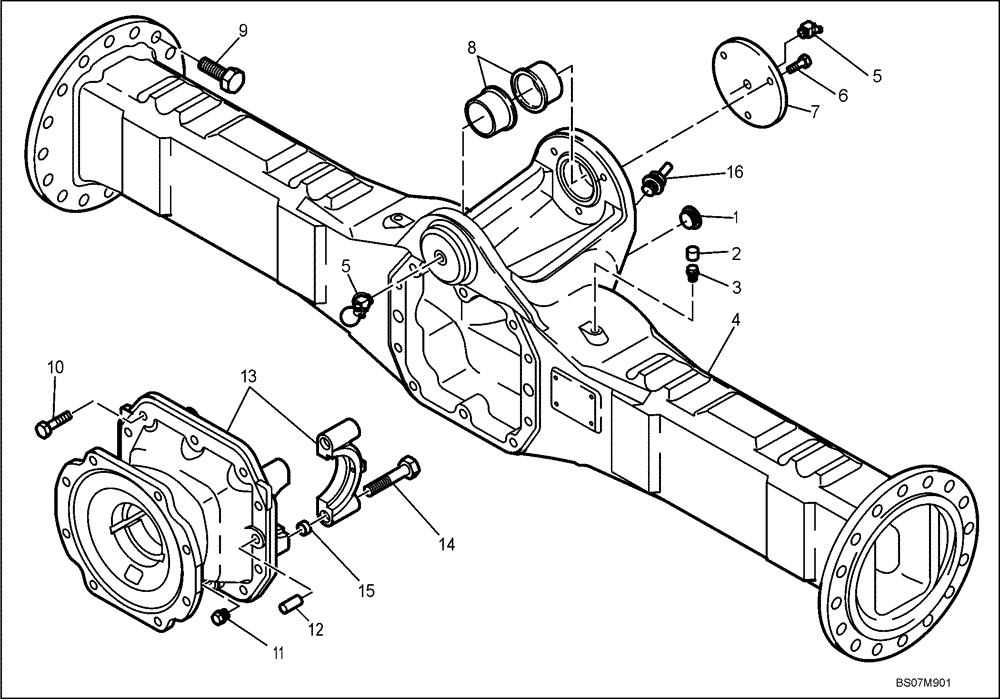 Схема запчастей Case 221E - (02.214[2988743000]) - REAR AXLE FAST GEAR HOUSING (27) - REAR AXLE SYSTEM