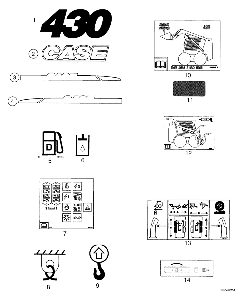 Схема запчастей Case 430 - (09-43) - DECALS (09) - CHASSIS