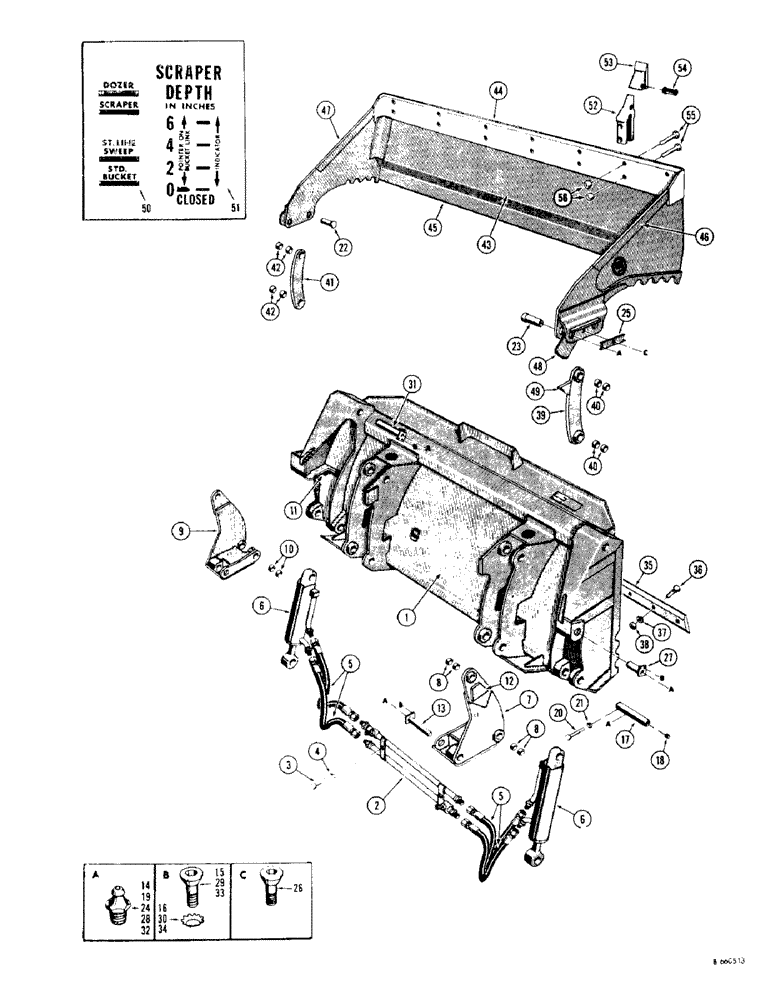 Схема запчастей Case 310G - (156) - ULRICH MULTI-PURPOSE BUCKET (05) - UPPERSTRUCTURE CHASSIS