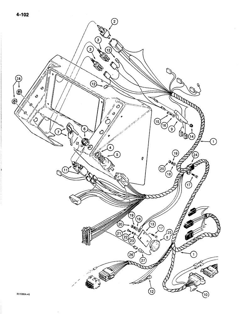 Схема запчастей Case 780C - (4-102) - 24 VOLT ELECTRICAL CIRCUIT, INSTRUMENT HARNESS AND CONNECTIONS (04) - ELECTRICAL SYSTEMS