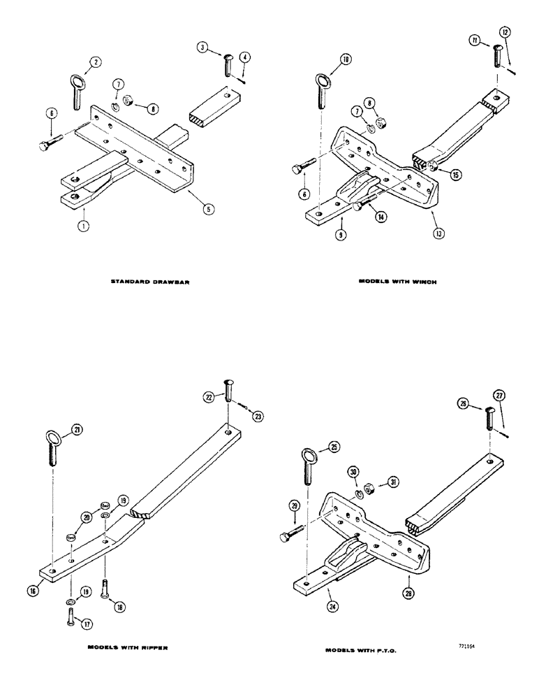 Схема запчастей Case 350 - (394) - DRAWBARS, USED BEFORE TRACTOR SN 3050472 (05) - UPPERSTRUCTURE CHASSIS