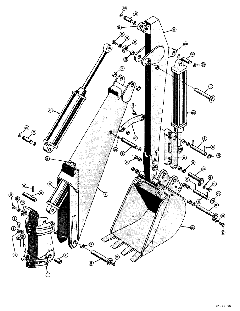 Схема запчастей Case 420 - (200) - TOWER, BOOM, DIPPER ARM, AND BUCKETS, TOWER AND BOOM (09) - BOOMS