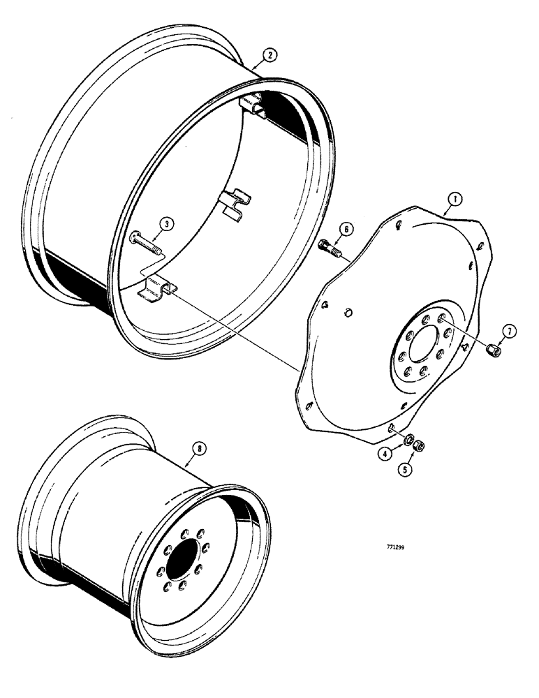 Схема запчастей Case 380CK - (091A) - REAR WHEELS, GENERAL PURPOSE MODELS 