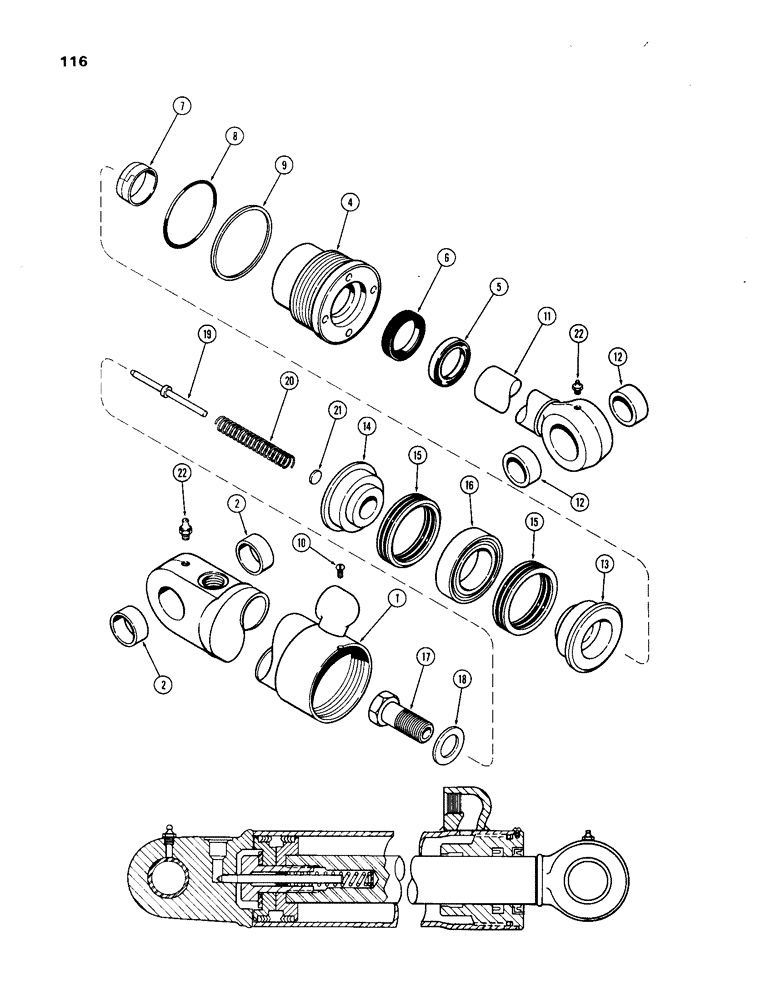 Схема запчастей Case 33 - (116) - G32594 BOOM CYLINDER, 4"DIA. CYLINDER W/ 39-3/16"STROKE, W/ SOLID OUTER WIPER & SPLIT INNER WIPER 