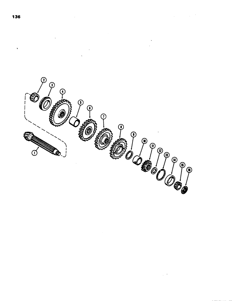 Схема запчастей Case 480B - (136) - TRANSMISSION COUNTERSHAFT 