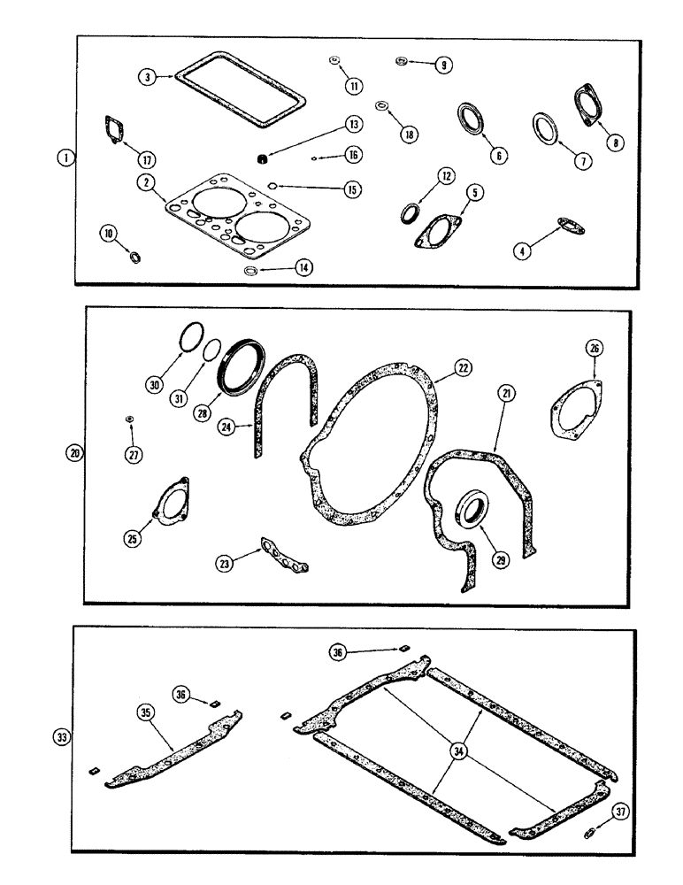 Схема запчастей Case 750 - (032) - ENGINE GASKET KITS, (267) DIESEL ENGINE (01) - ENGINE