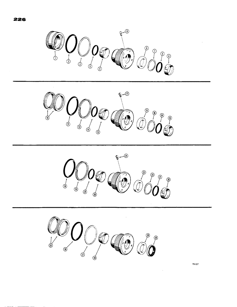 Схема запчастей Case 850 - (226) - CYL. PACKING KITS, USED IN RIPPER CYL. W/4" CYL TUBE I.D. 1-3/4" PISTON ROD, D37359 CYL. PACKING KIT (07) - HYDRAULIC SYSTEM