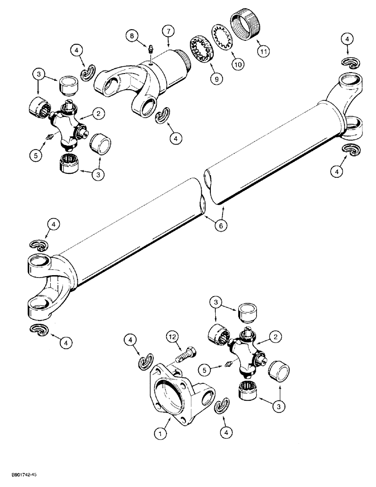 Схема запчастей Case 580SK - (6-40) - DRIVE SHAFT FOR FRONT DRIVE AXLE, FRONT DRIVE AXLE TO TRANSAXLE (06) - POWER TRAIN