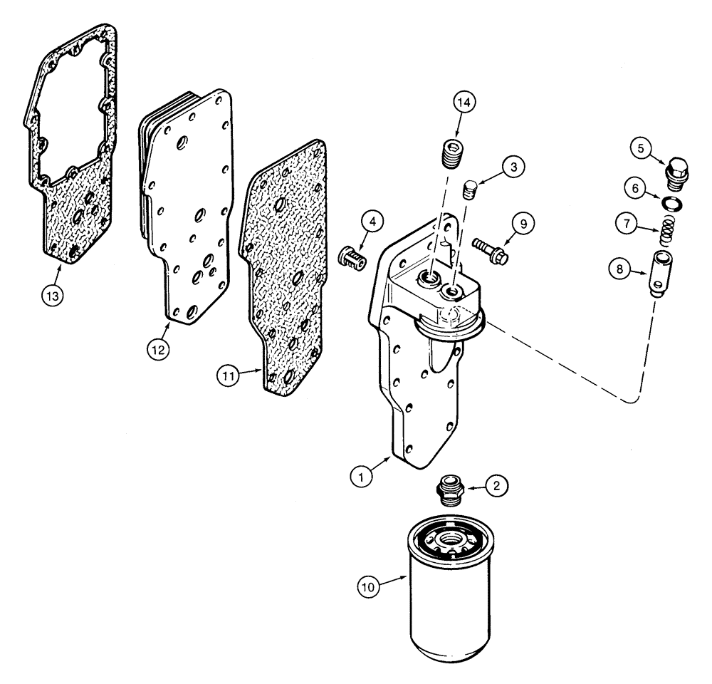 Схема запчастей Case 855E - (2-12) - OIL FILTER AND COOLER, 6-590 ENGINE, 6T-590 ENGINE (02) - ENGINE