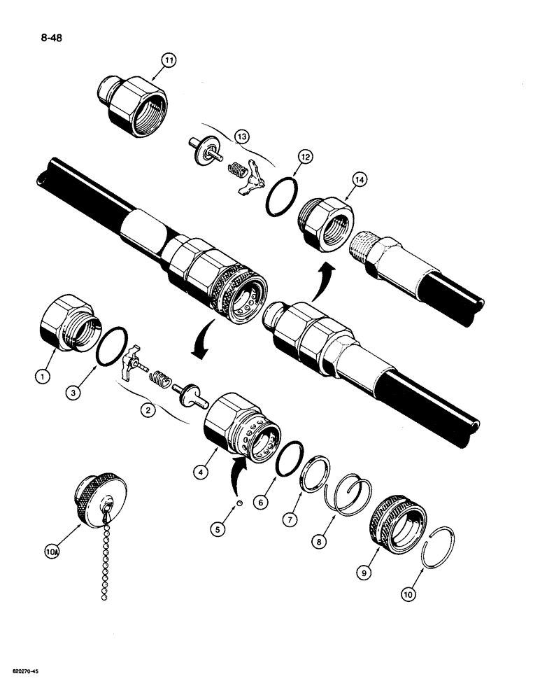 Схема запчастей Case 26D - (8-48) - HYDRAULIC QUICK DISCONNECT COUPLINGS, D52800 FEMALE COUPLING 