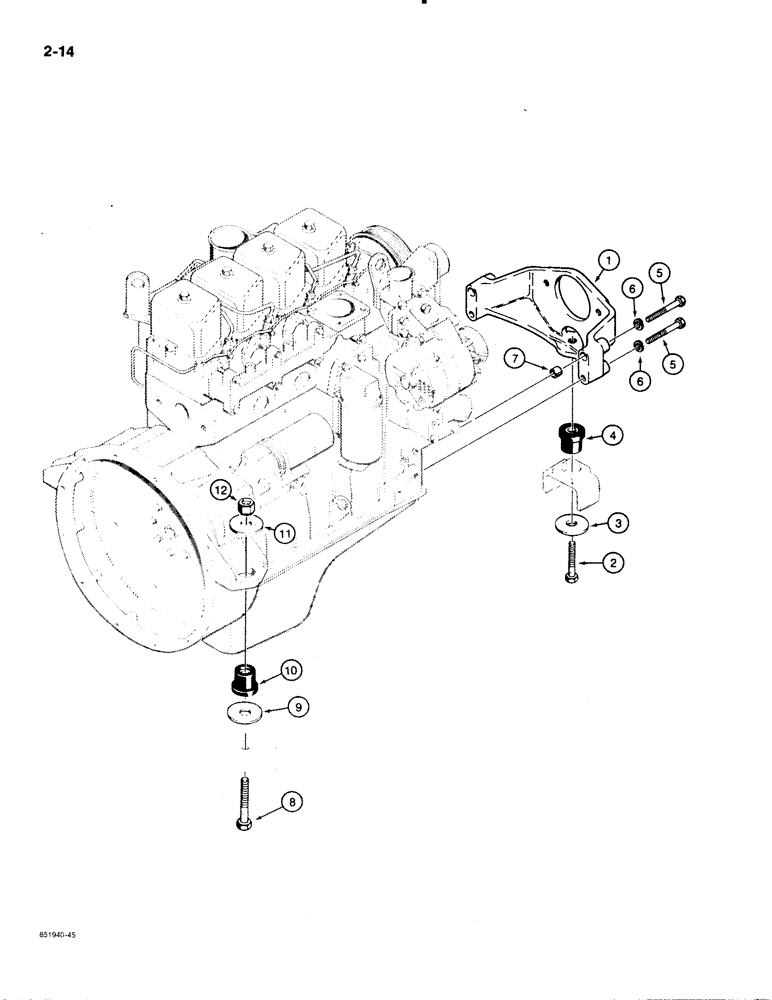 Схема запчастей Case 480E LL - (2-14) - ENGINE MOUNTING (02) - ENGINE