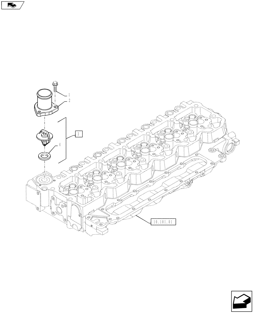 Схема запчастей Case F4DFE613B A004 - (10.400.03) - THERMOSTAT - ENGINE COOLING SYSTEM (10) - ENGINE